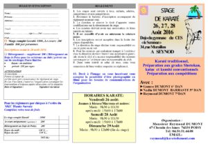 Fiche inscription stage août 2016